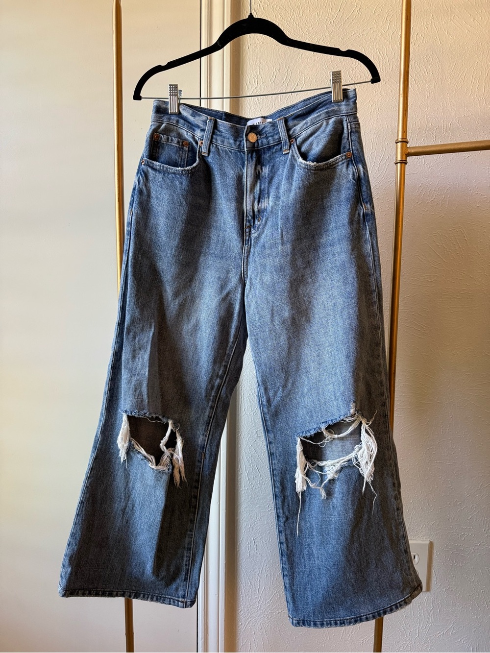 PISTOLA Distressed Wide-Leg Cropped Jeans | Size 27